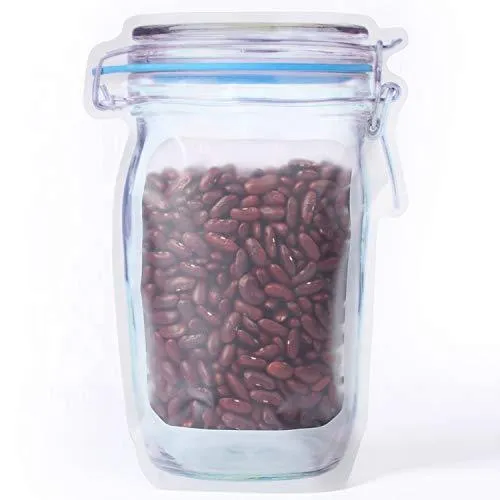 1075 Reusable Airtight Seal Plastic Food Storage Mason Jar Zipper (1000ml)