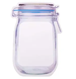 1075 Reusable Airtight Seal Plastic Food Storage Mason Jar Zipper (1000ml)