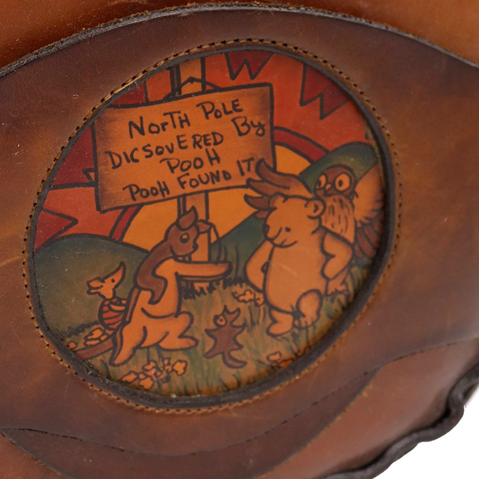 1970s Winnie The Pooh Hand Crafted Leather Hand Painted Bag