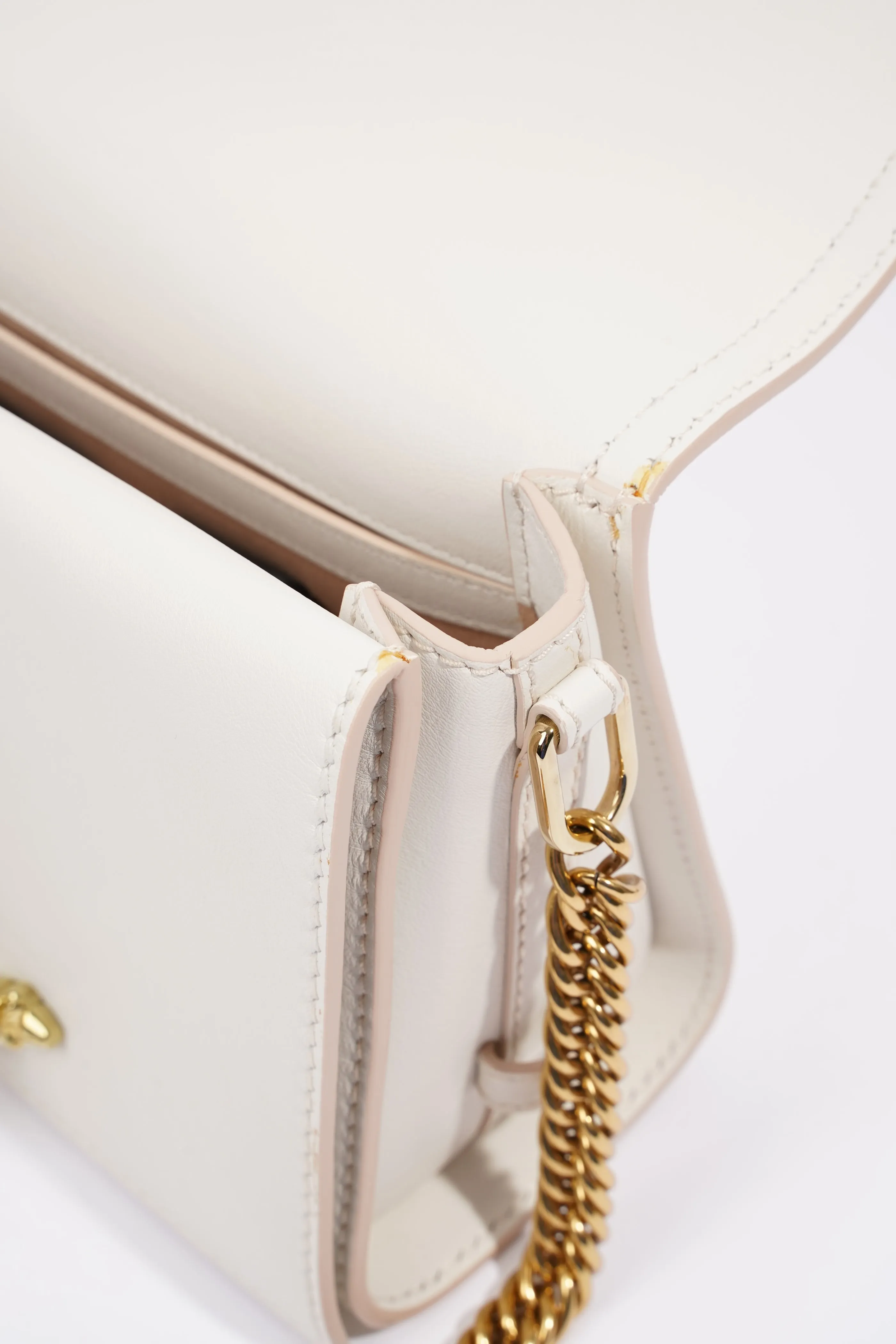 Alexander McQueen Womens The Story Shoulder Bag White Leather