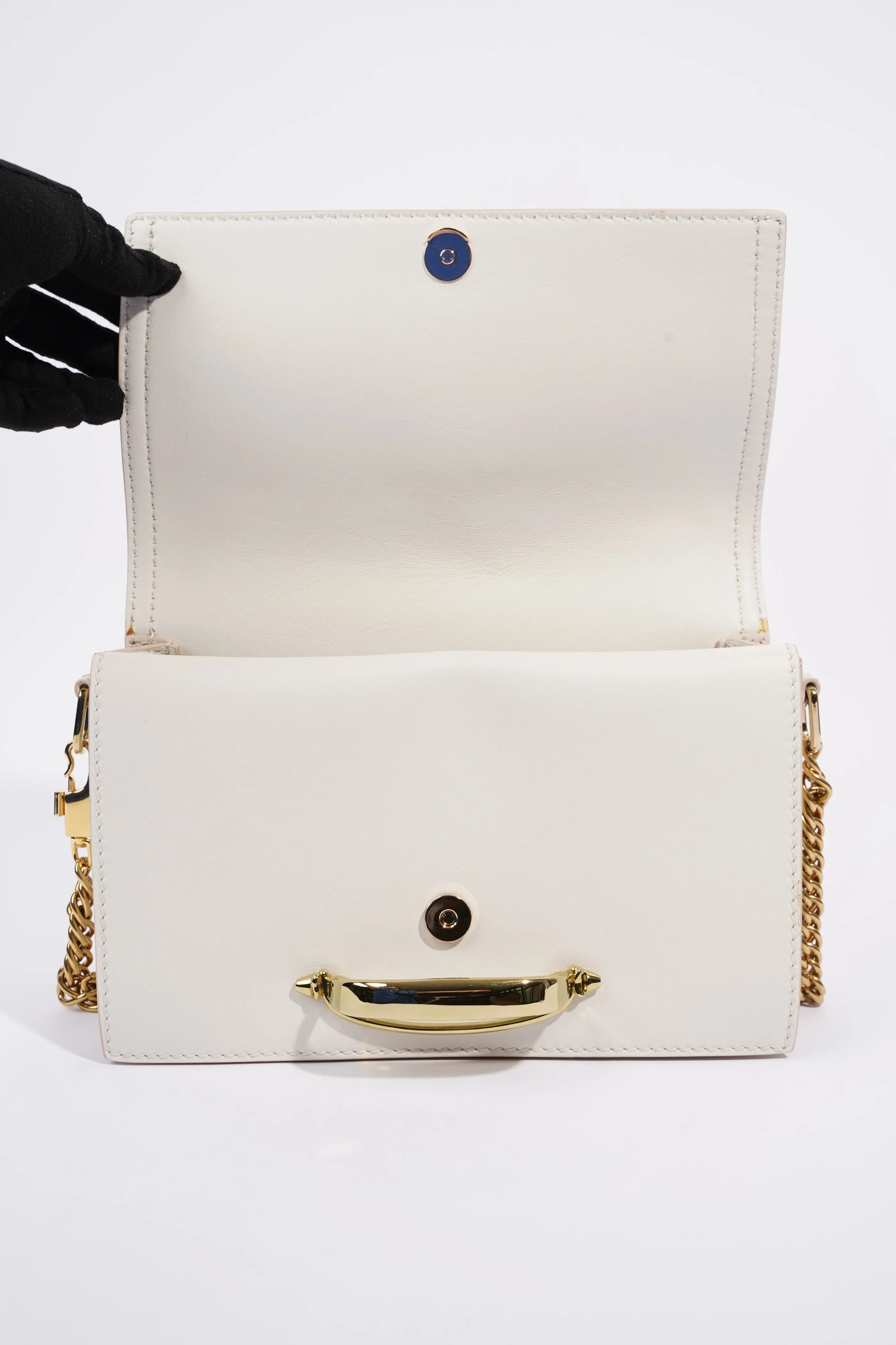 Alexander McQueen Womens The Story Shoulder Bag White Leather