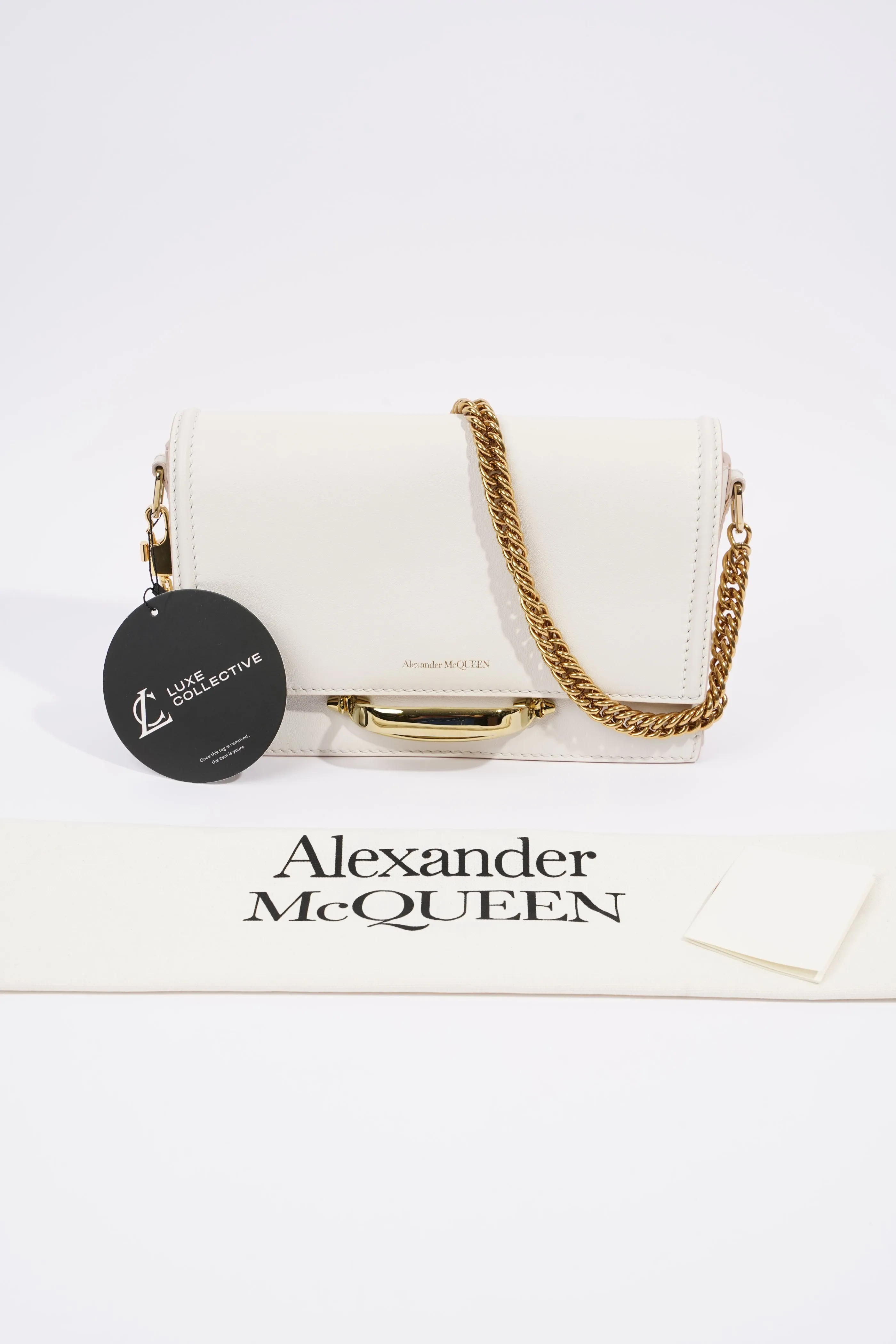 Alexander McQueen Womens The Story Shoulder Bag White Leather