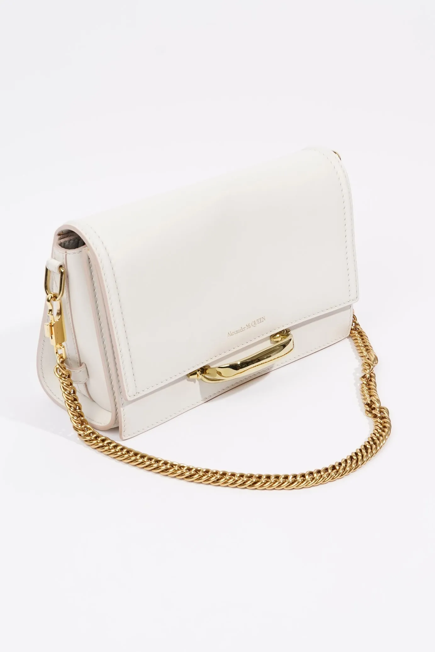 Alexander McQueen Womens The Story Shoulder Bag White Leather