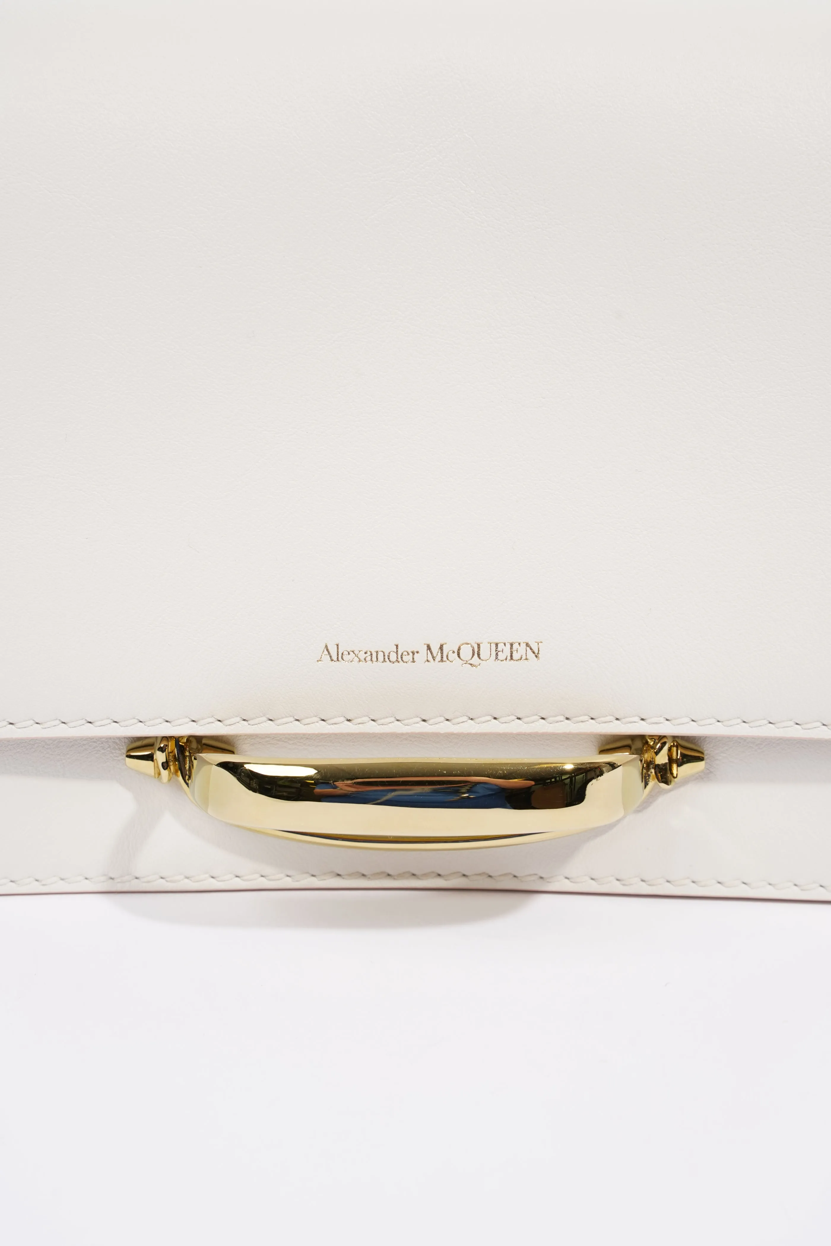 Alexander McQueen Womens The Story Shoulder Bag White Leather