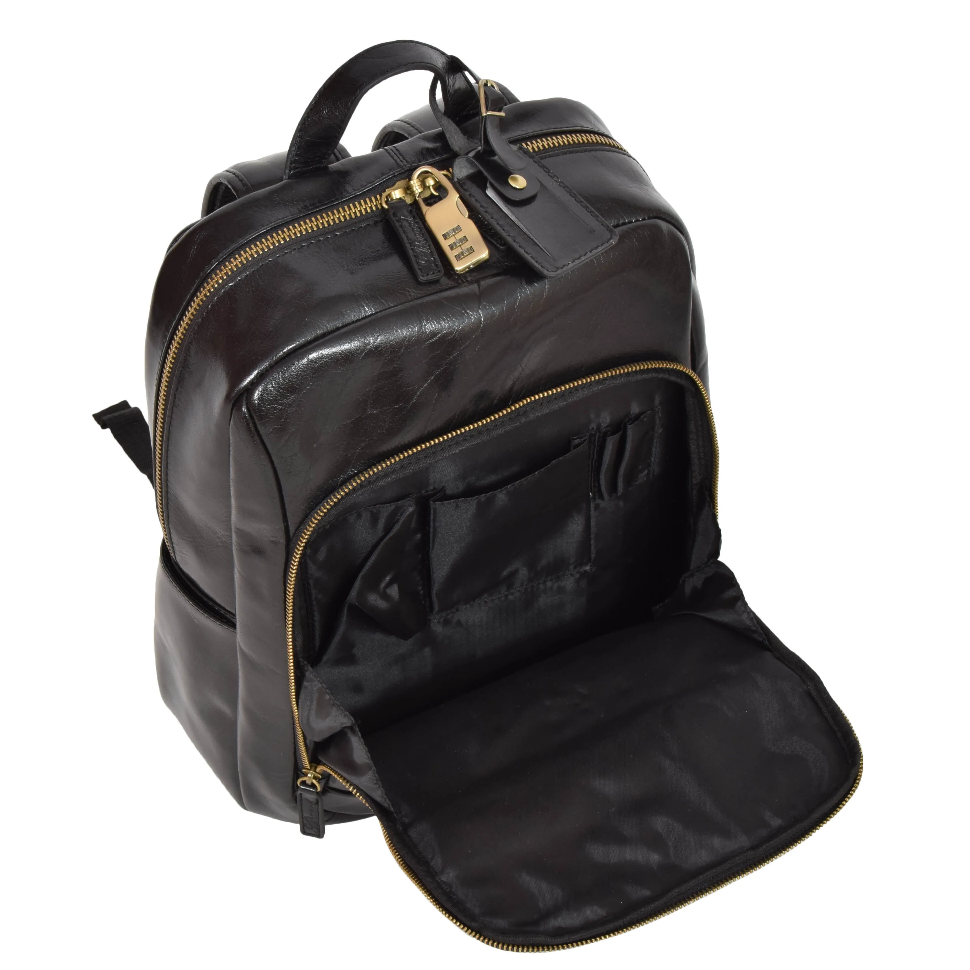 Backpack Black Real Leather Large Travel Rucksack Cora