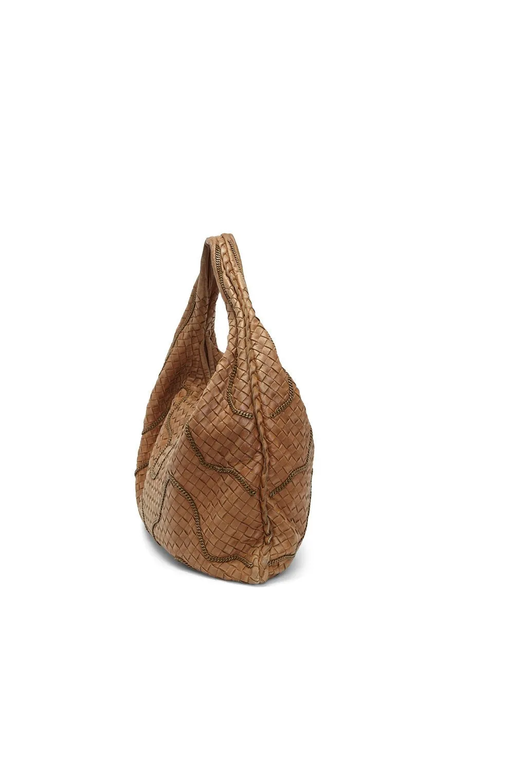 Bottega Veneta Brown Medium Chain Link Hobo Shoulder Bag