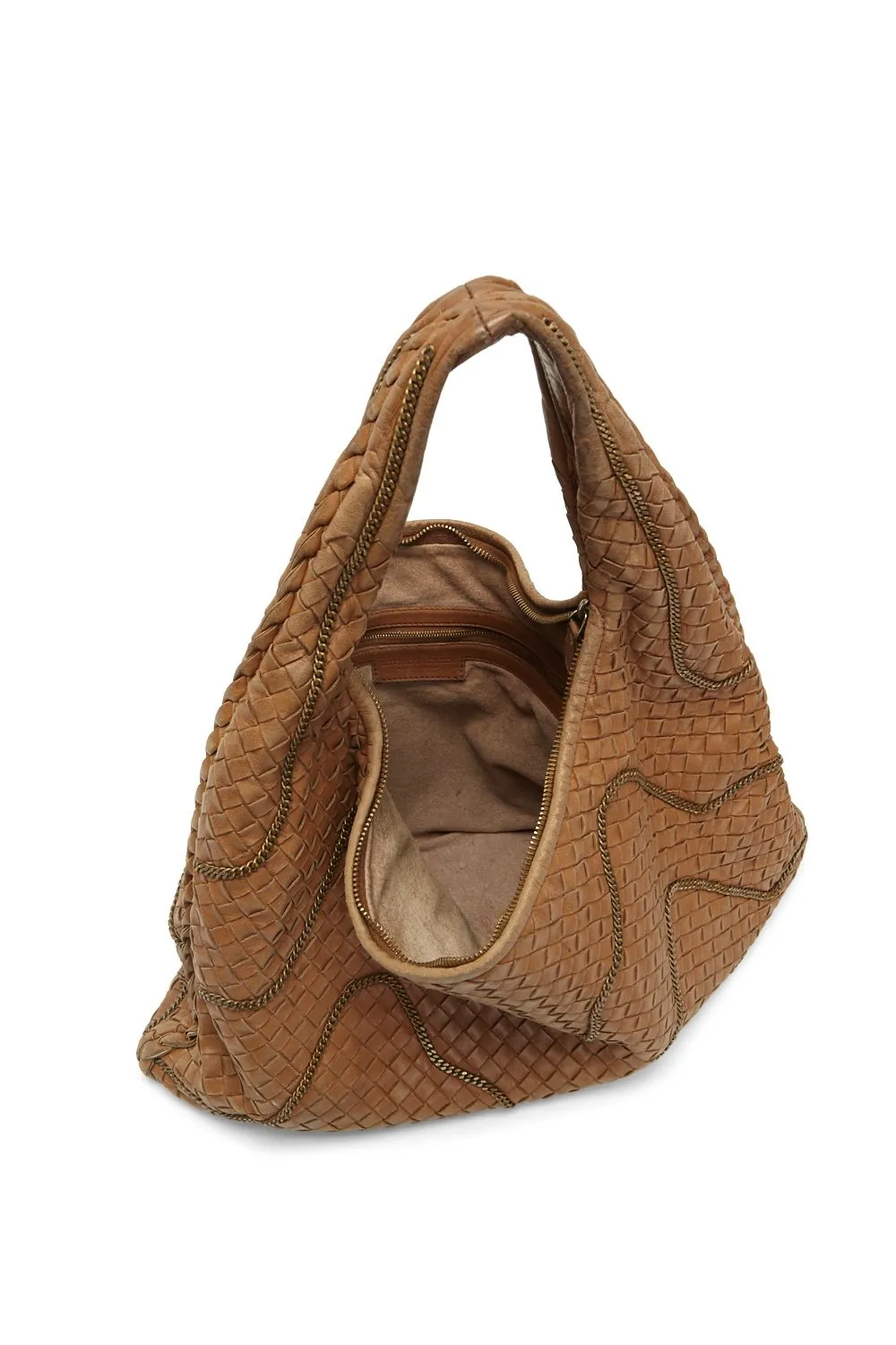 Bottega Veneta Brown Medium Chain Link Hobo Shoulder Bag