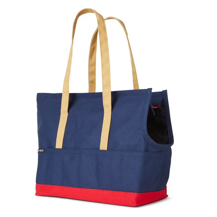 Canvas Pet Tote in Navy & Red (Made in the USA) (Direct Ship)