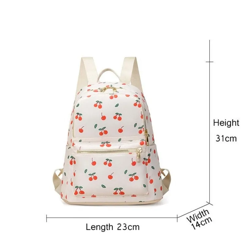 Cherry Printed Waterproof Backpacks