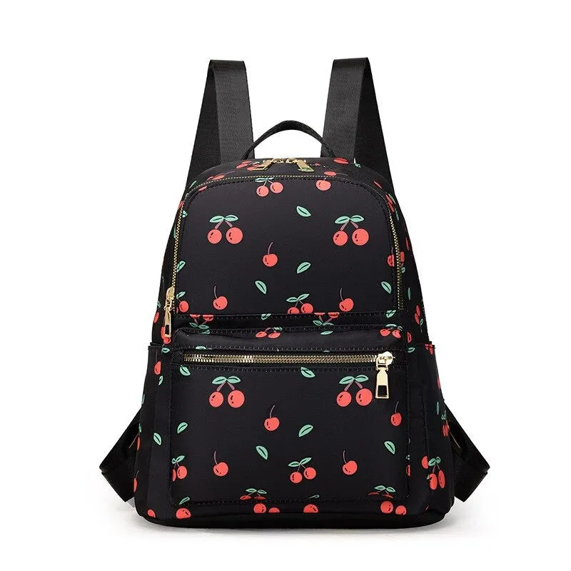 Cherry Printed Waterproof Backpacks