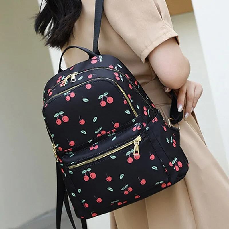 Cherry Printed Waterproof Backpacks