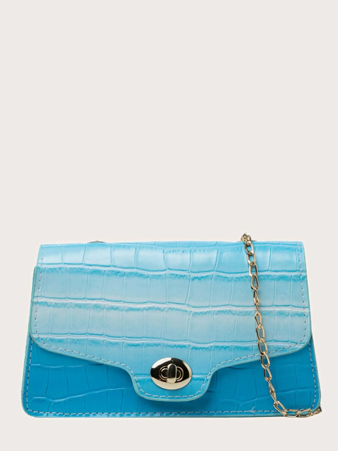 Croc Embossed Chain Shoulder Bag