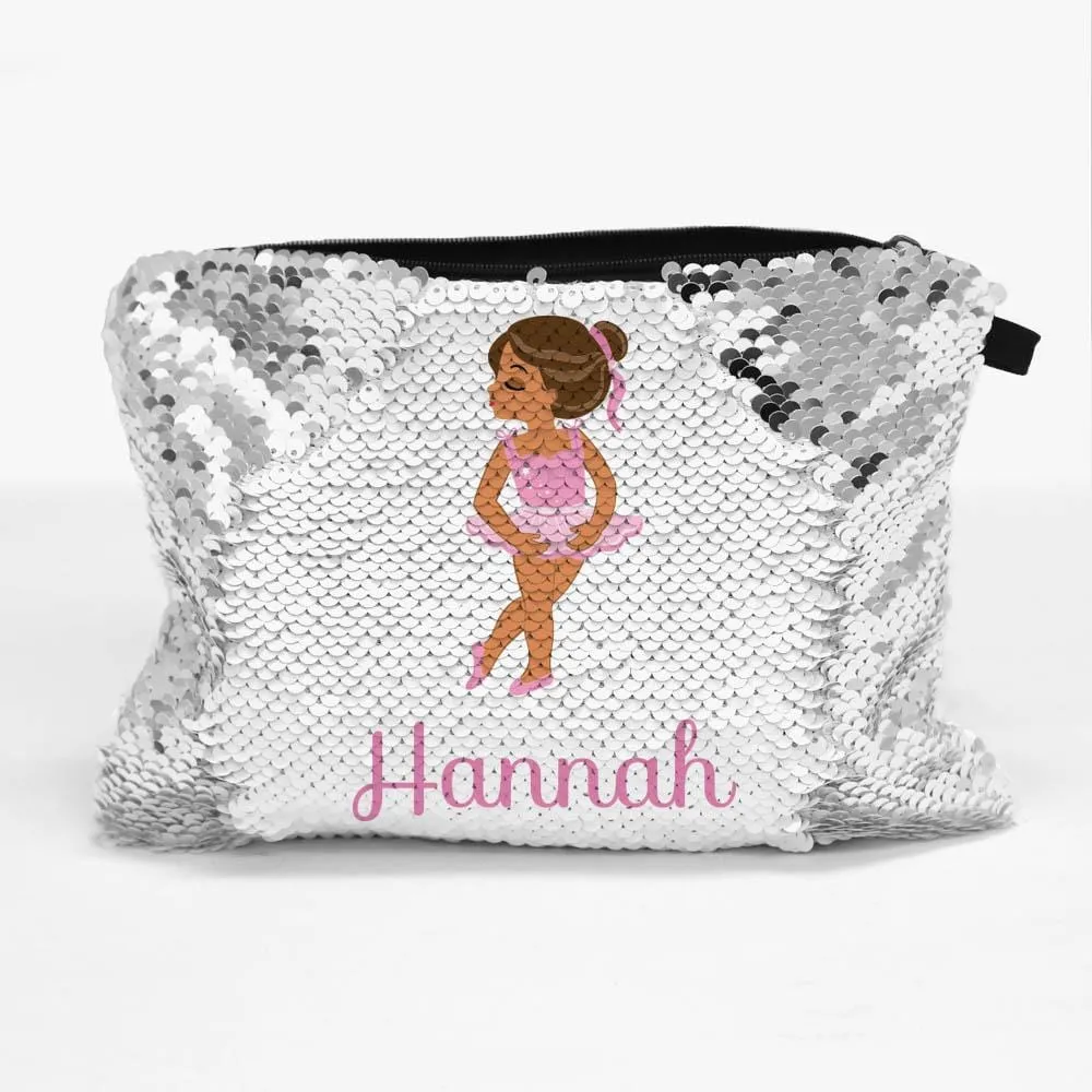 Customized Sequin Ballerina Kids Accessory Bag | School Pencil Pouch