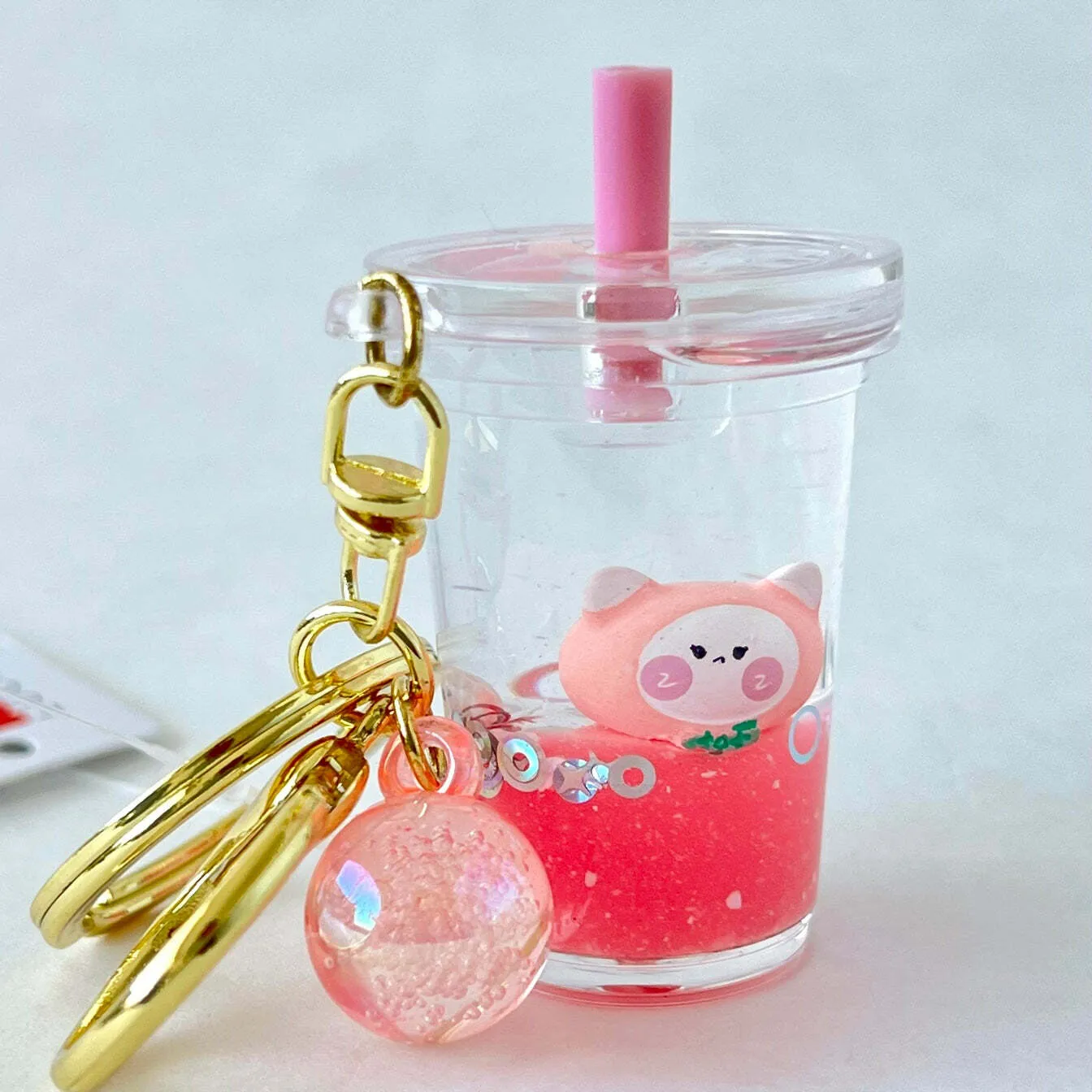 Cute Bear Boba Floaty Key Ring