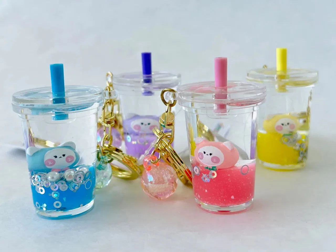 Cute Bear Boba Floaty Key Ring