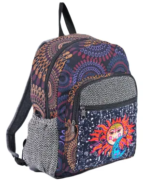 Graphic Sun and Moon Print Cotton Back Pack Bag