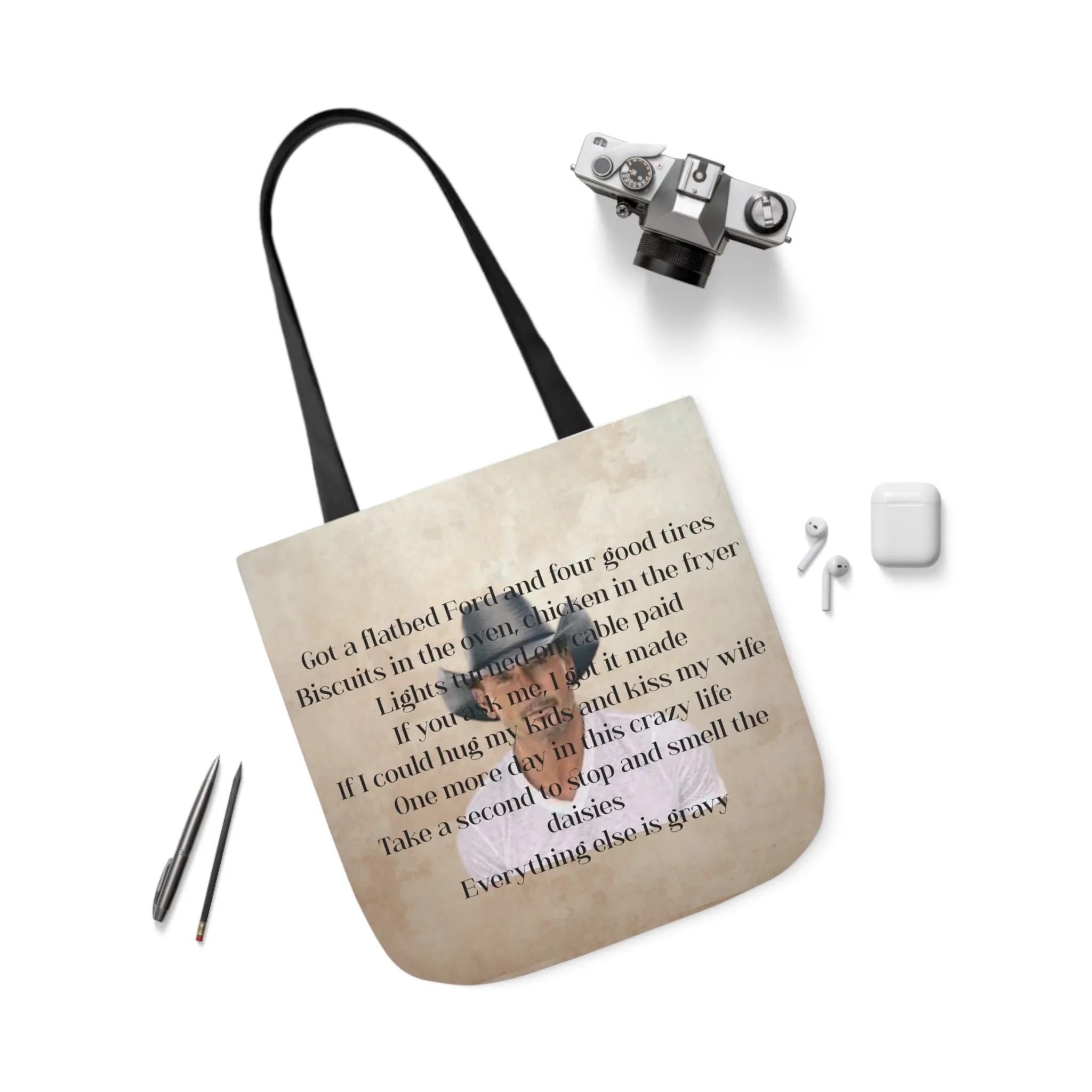 Gravy Lyric Canvas Tote Bag, Country Music Lyric bag, Festival bag, Shopping bag