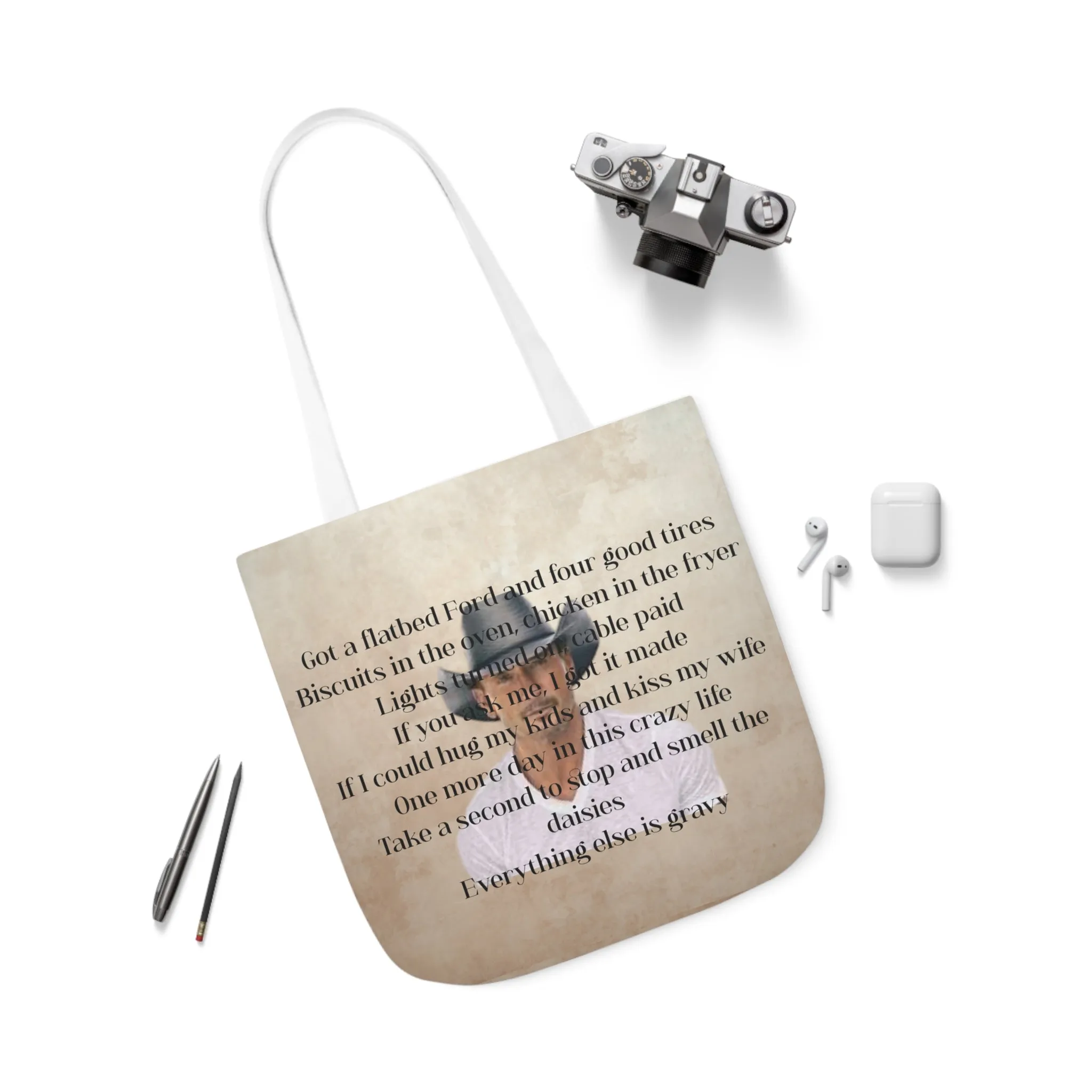 Gravy Lyric Canvas Tote Bag, Country Music Lyric bag, Festival bag, Shopping bag