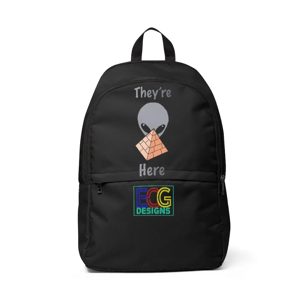 Gray Alien Pyramid Unisex Fabric Backpack