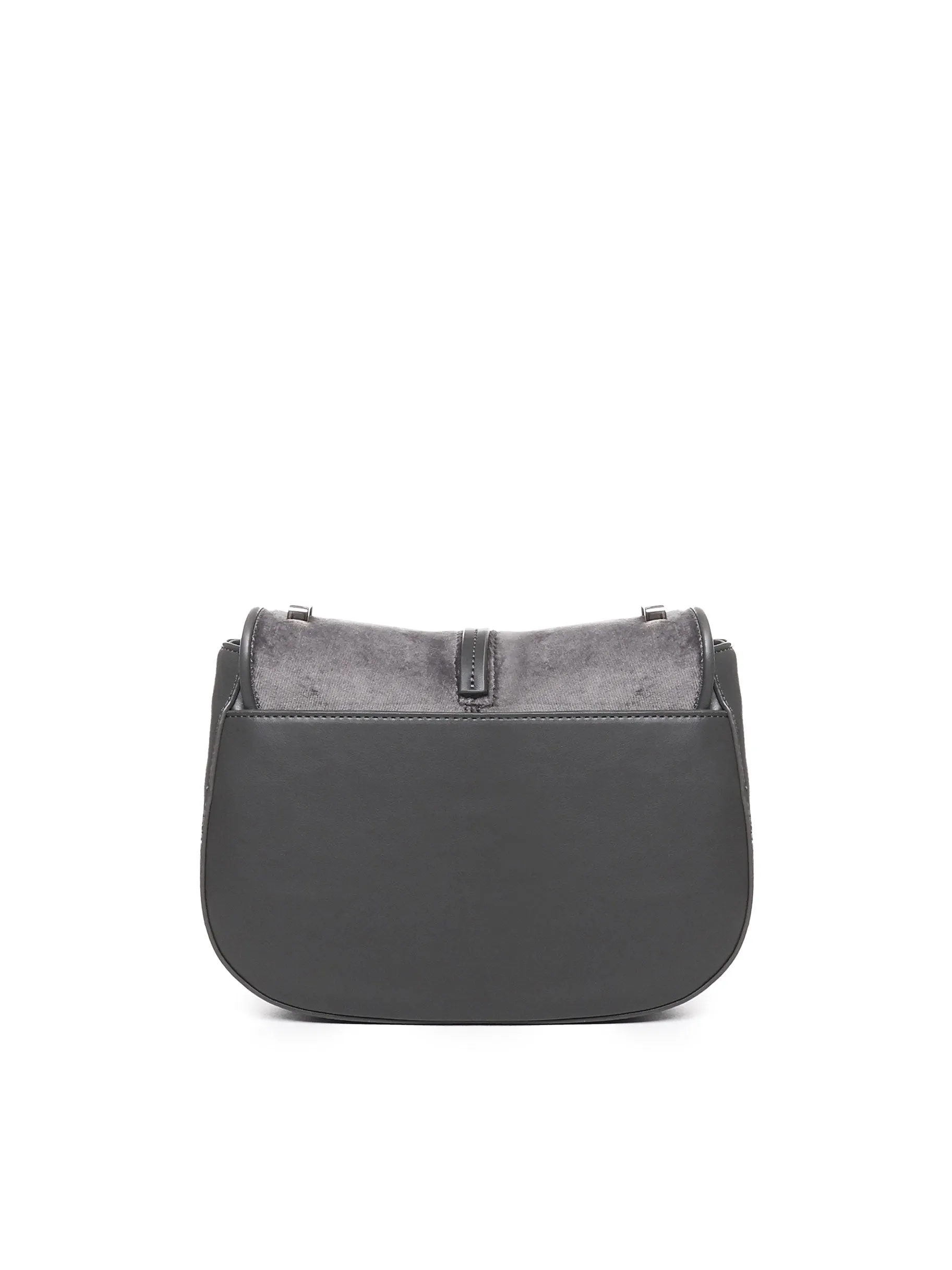 Grey Shoulder Bag with Flap Closure