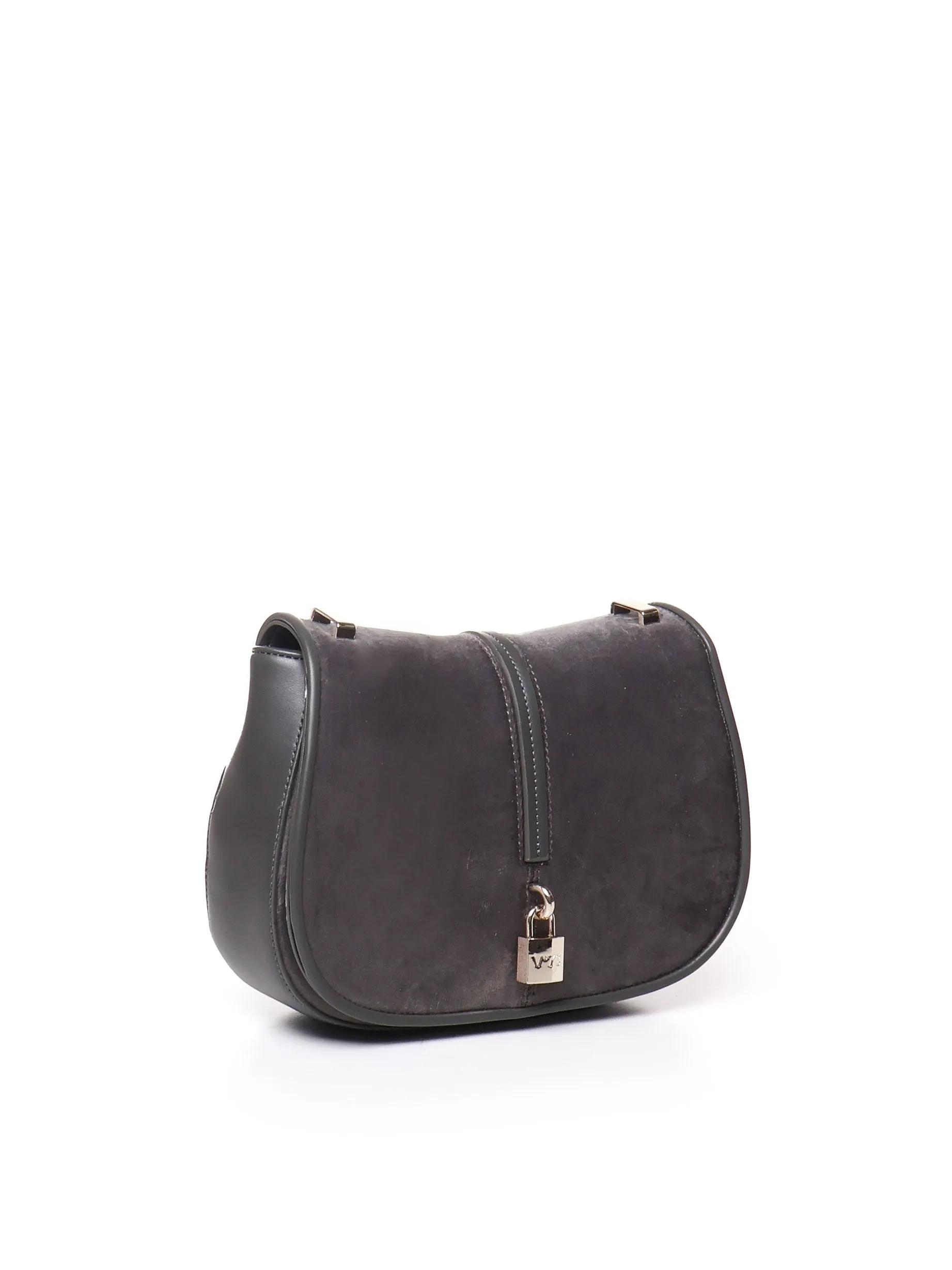 Grey Shoulder Bag with Flap Closure