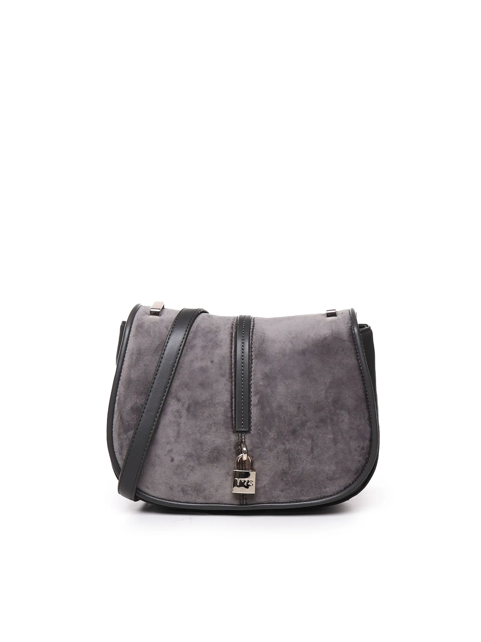 Grey Shoulder Bag with Flap Closure