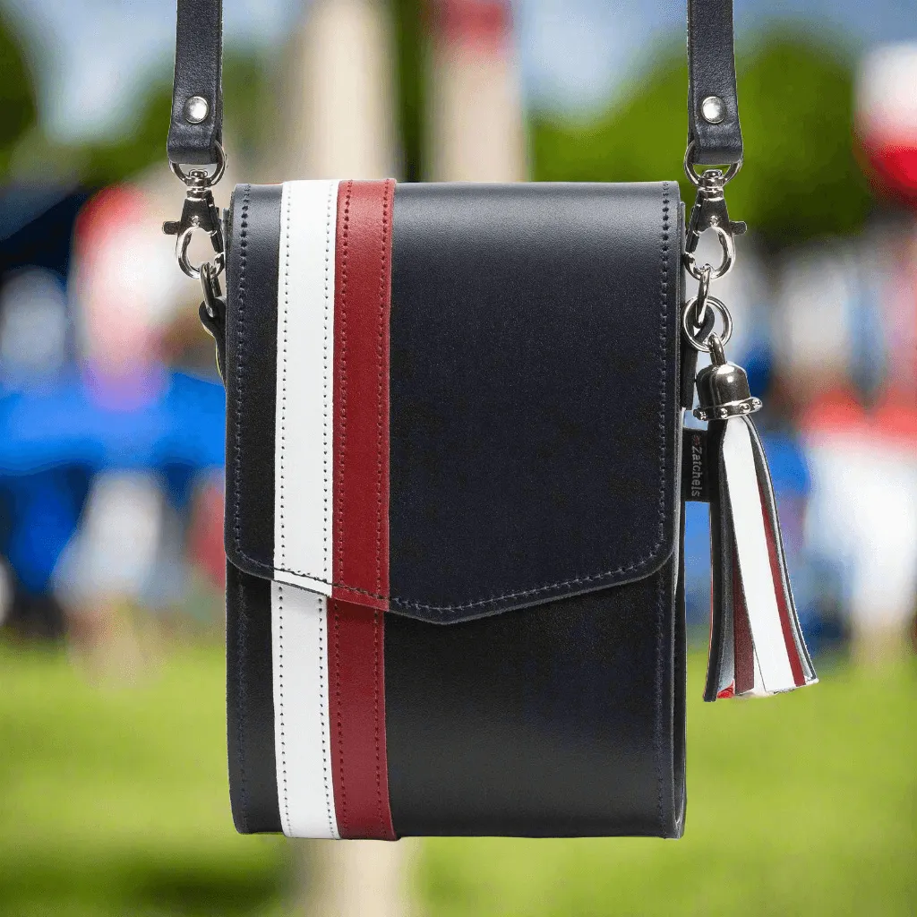 Handmade Leather Festival Phone Bag - British Edit - Navy Blue