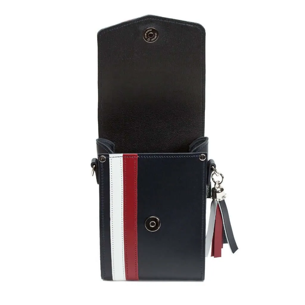 Handmade Leather Festival Phone Bag - British Edit - Navy Blue