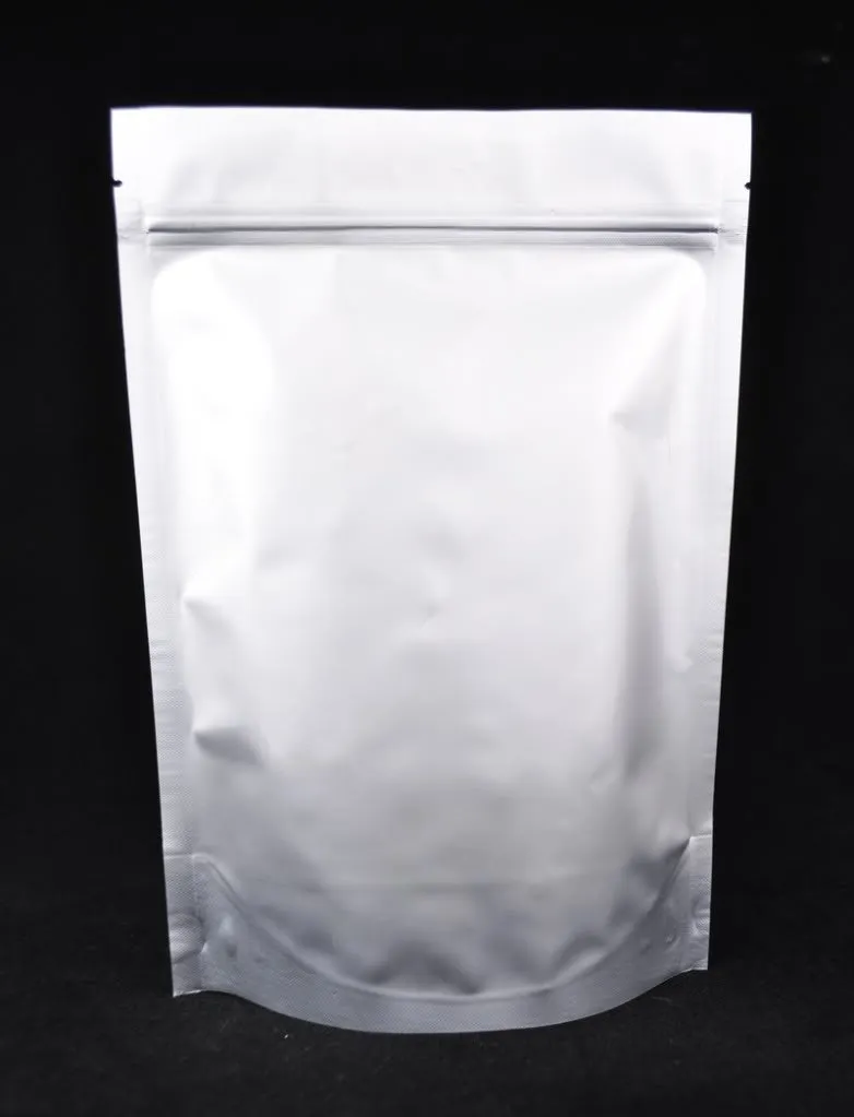 Heavy Duty Zip Lock Silver Stand-up Pouches for Tea Packaging and Storage