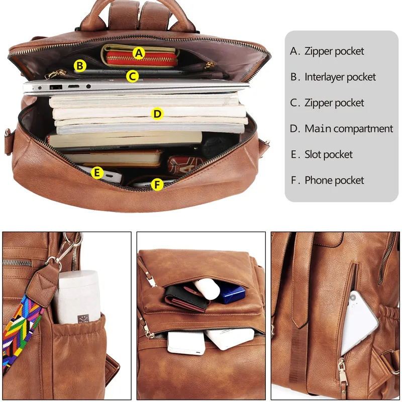 High Quality Faux Leather Designer Backpack Convertible Shoulder Bag