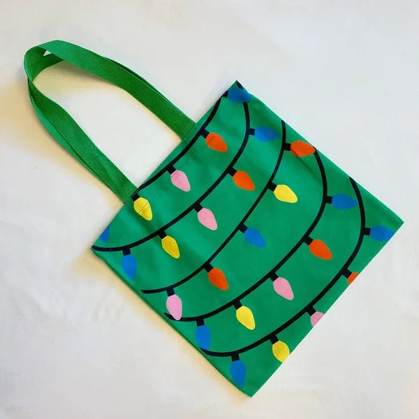 Holiday String Lights  Canvas Tote in Fuchsia or Green | Ellison and Young