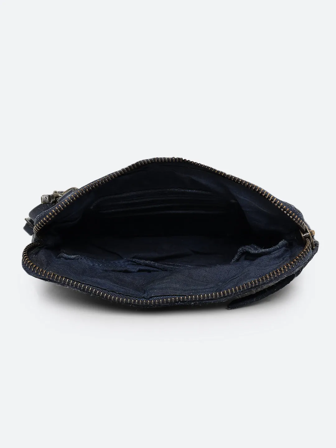 Ilana: Navy Blue Mini Crossbody Bag With Mini Square Weave