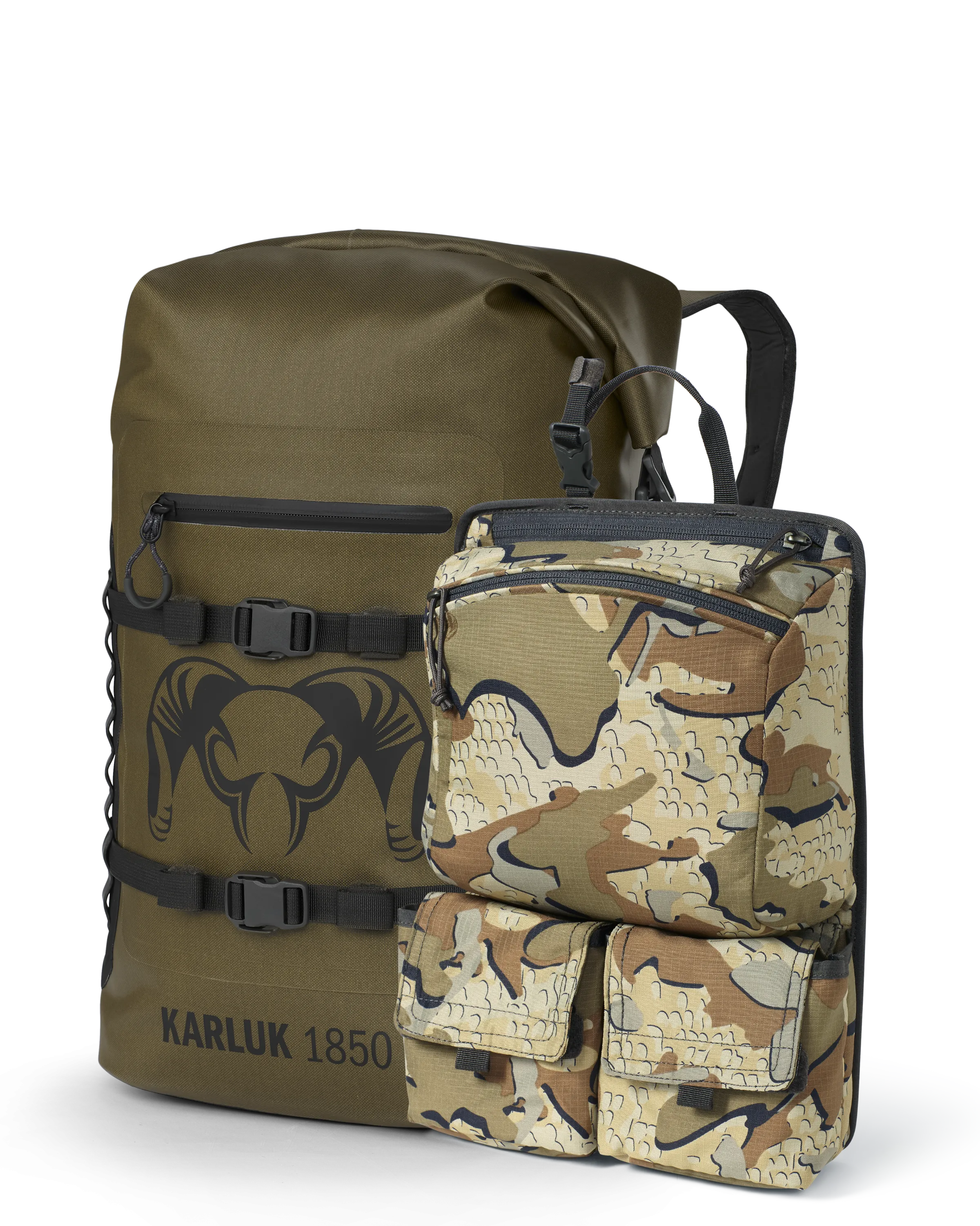 Karluk 1850 Roll Top Dry Backpack Set | Coyote Brown/Valo