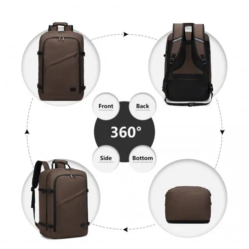 Kono Lightweight Business Travel Backpack - Brown | 38L Waterproof Cabin Bag