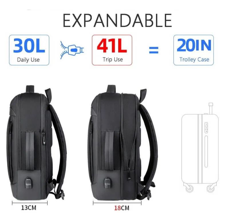 Laptop Backpack Expandable With USB Charging Port 17 Inch