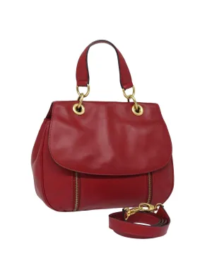 Leather 2-Way Shoulder Bag with Strap