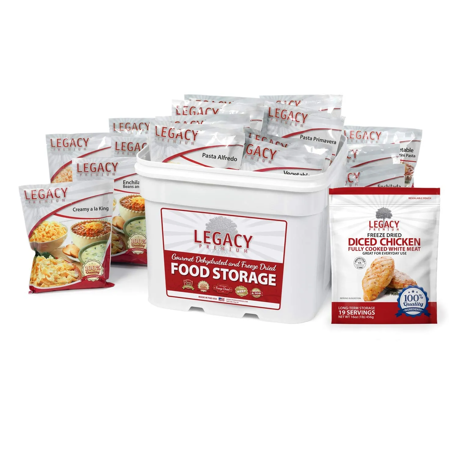 Legacy Food Storage - Emergency Food Meal with Chicken 18lb Pail - 79 Servings