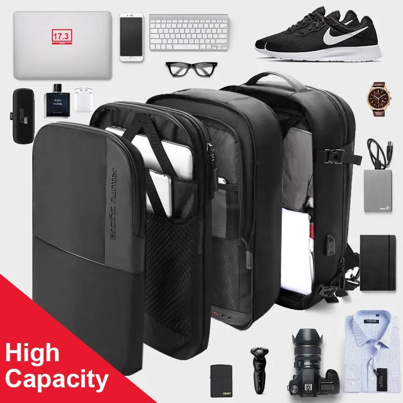 Men's Travel Backpack 37L USB Charging Port Recharging Multi-layer Space Travel Bag