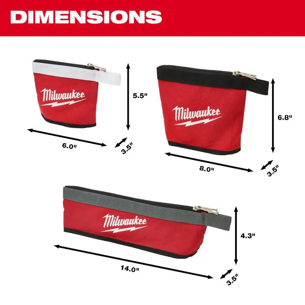 Milwaukee 48-22-8183 3PC Multi-Size Zipper Pouches