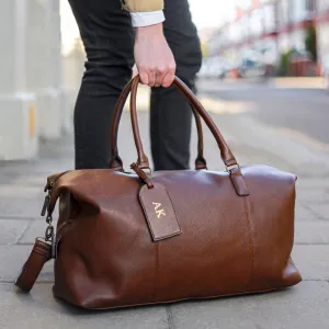 Personalised Luggage Tag And PU Leather Holdall Set