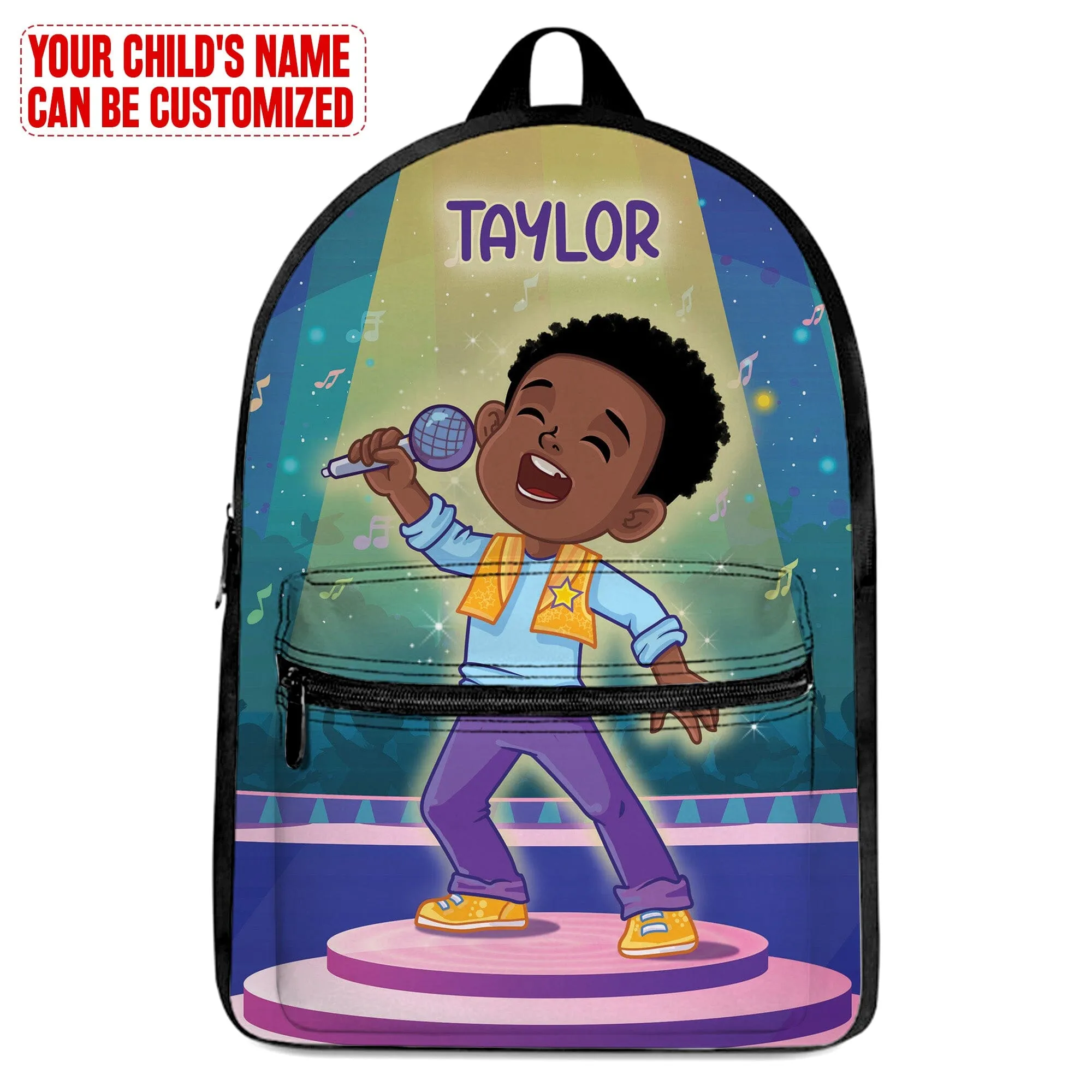 Personalized Little Afro Singer Kid Backpack