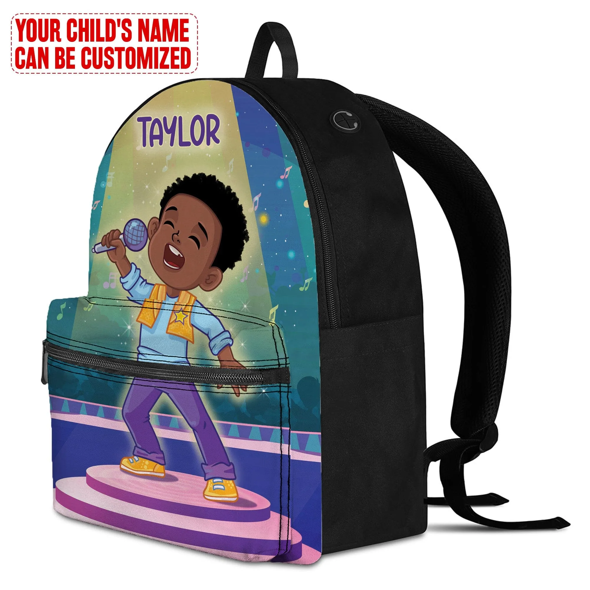 Personalized Little Afro Singer Kid Backpack