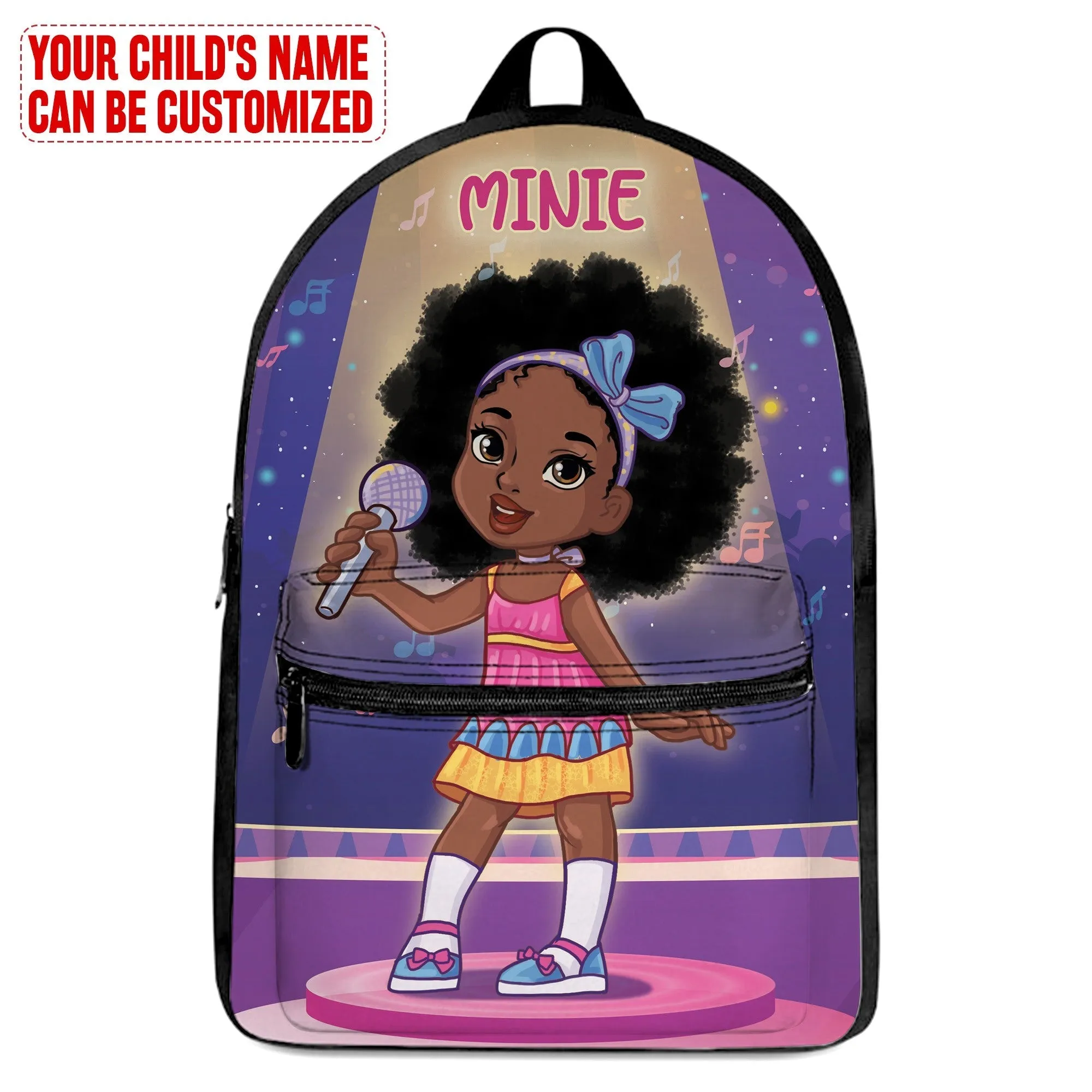 Personalized Little Afro Singer Kid Backpack