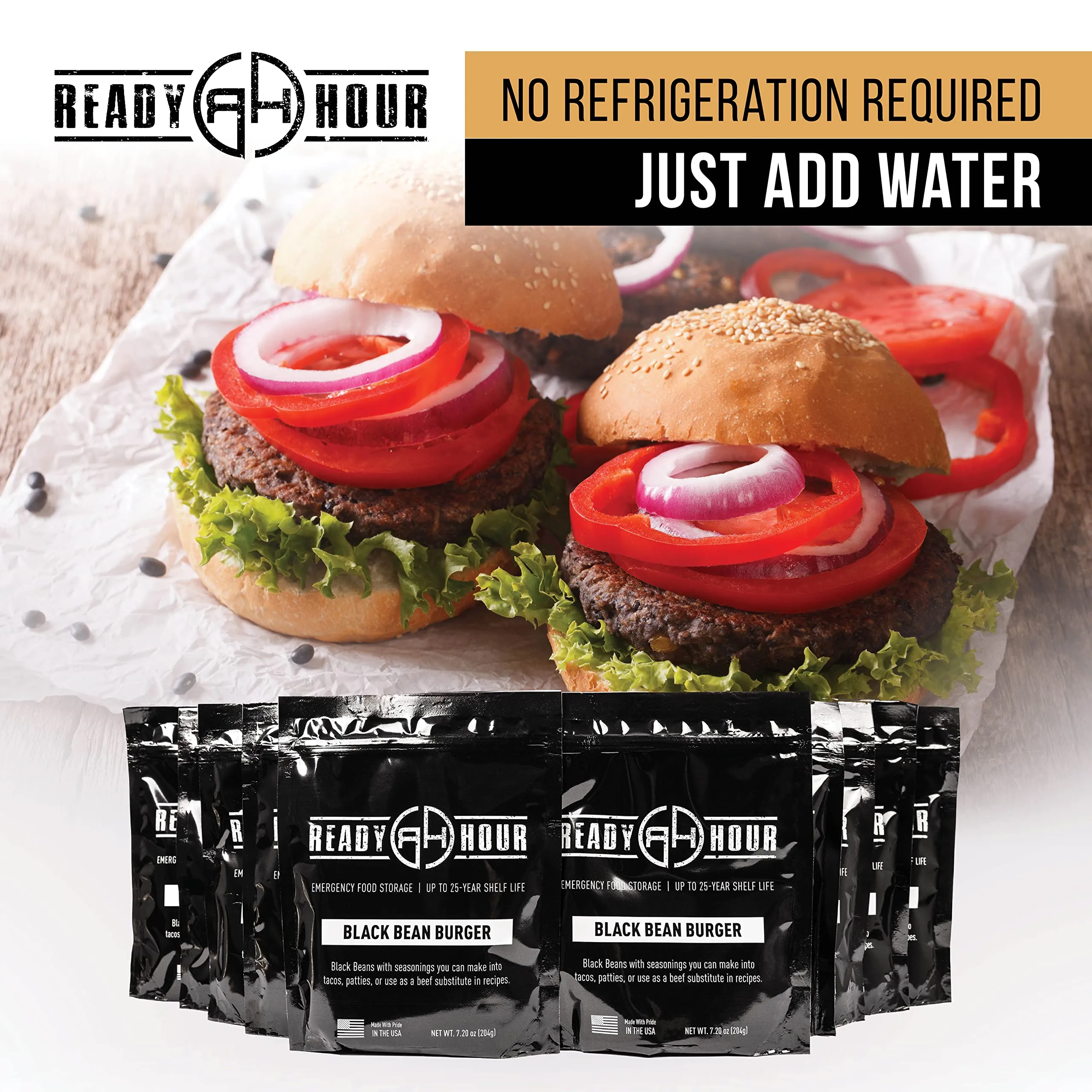 Ready Hour Black Bean Burger Mix - 10 Resealable Pouches - 60 Servings