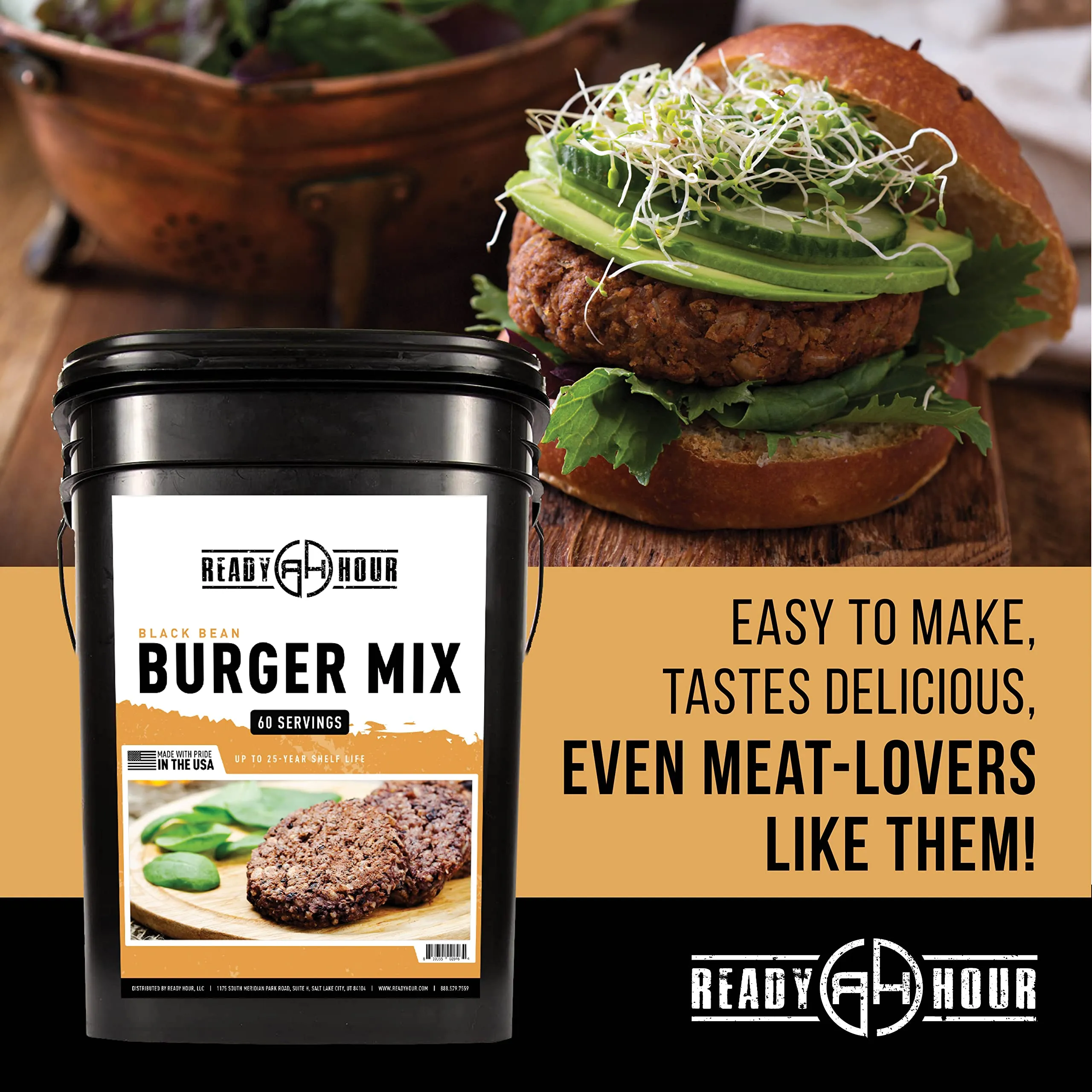 Ready Hour Black Bean Burger Mix - 10 Resealable Pouches - 60 Servings