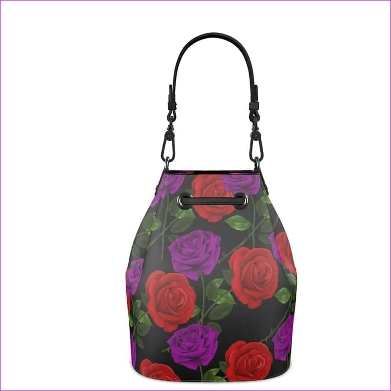 Red Rose Purp Designer Leather Bucket Bag