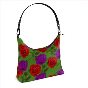 Red Rose Purp Luxury Designer Leather Square Hobo Bag