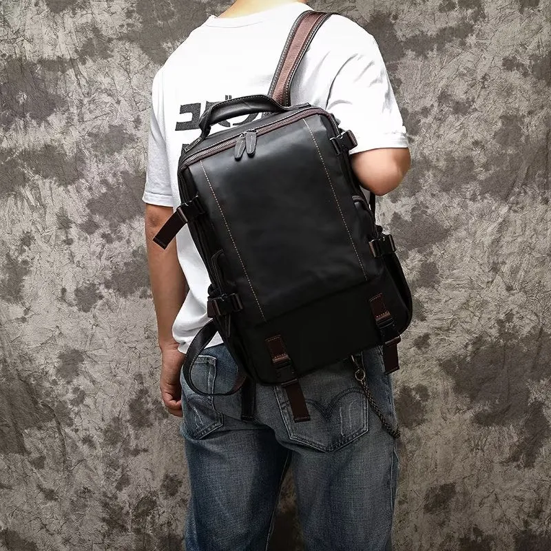 Retro Leather Large Capacity Backpack