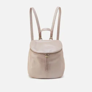 River Backpack In Pebbled Metallic Leather - Grey Mist