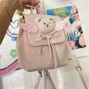 Sohiwoo Y2k Backpack Women Fashion Cartoon Bear Spice Girls Backpacks for Ladies Pink Casual Versatile Design Drawstring Bag